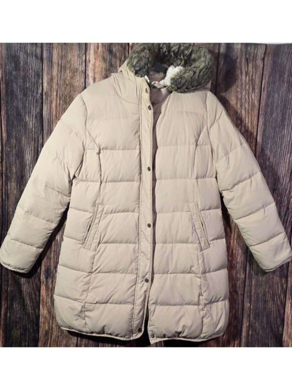 Lauren Ralph Lauren LRL Down Parka Puffer Coat Faux Fur Hooded Gorpcore Women L